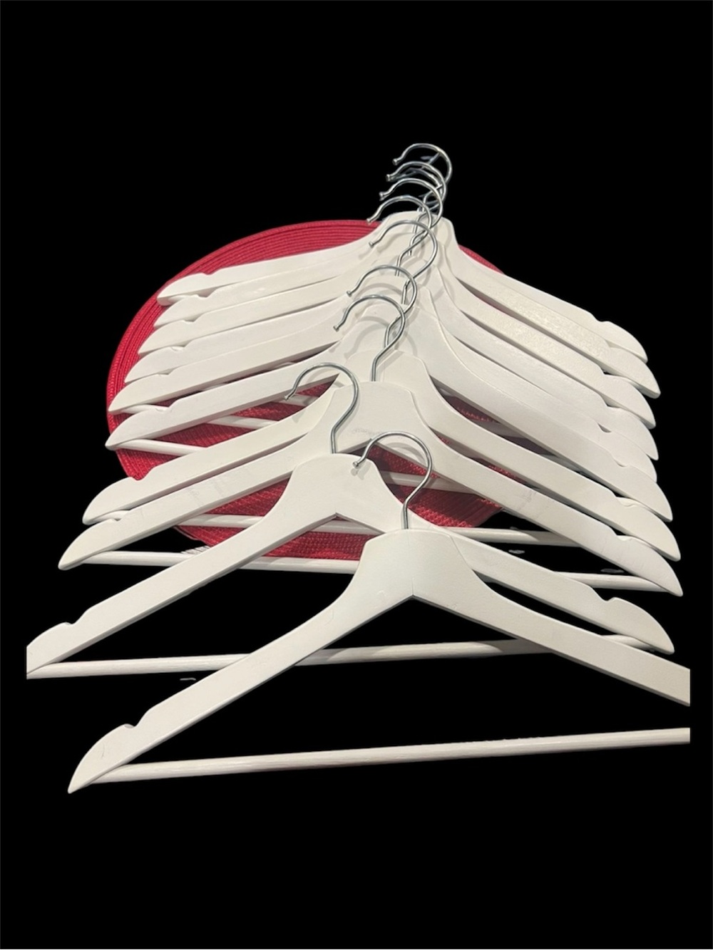 IKEA White Wooden Clothes Hangers with Metal Hooks